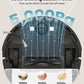 Robotic vacuum cleaner with 5000Pa suction power illustration on a beige background