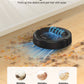 Robot vacuum cleaner on a wooden floor with debris, highlighting 5000Pa strong suction power.